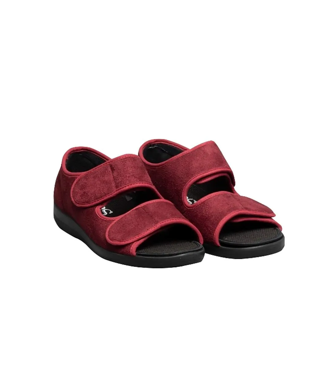 GBS Brompton Touch Fastening Open Toe Slipper / Slippers (Burgundy) - UTFS1695