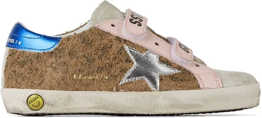 Golden Goose Baby Tan Leopard Old School Velcro Sneakers