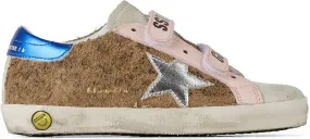 Golden Goose Baby Tan Leopard Old School Velcro Sneakers