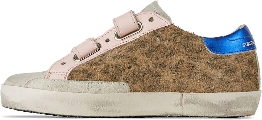 Golden Goose Baby Tan Leopard Old School Velcro Sneakers