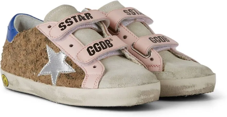 Golden Goose Baby Tan Leopard Old School Velcro Sneakers