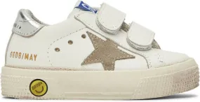 Golden Goose Baby White & Taupe May School Sneakers