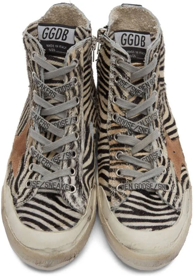 Golden Goose Black & Off-White Francy Zebra Sneakers