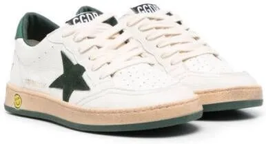 Golden Goose Kids Ball Star logo-patch leather sneakers White