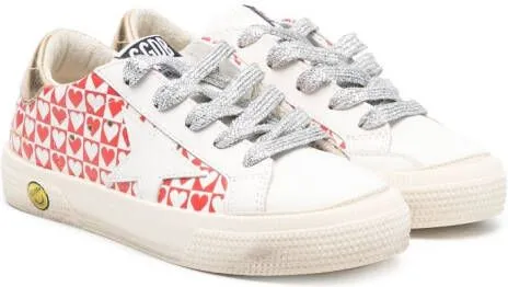 Golden Goose Kids May Heart printed sneakers White