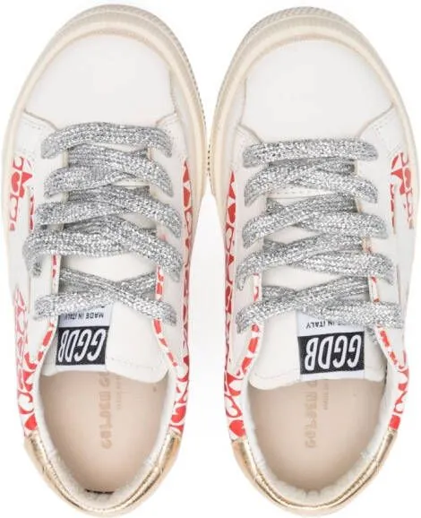 Golden Goose Kids May Heart printed sneakers White