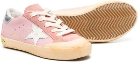 Golden Goose Kids star-patch lace-up sneakers Pink