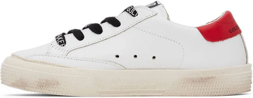 Golden Goose Kids White & Green Camo May Sneakers