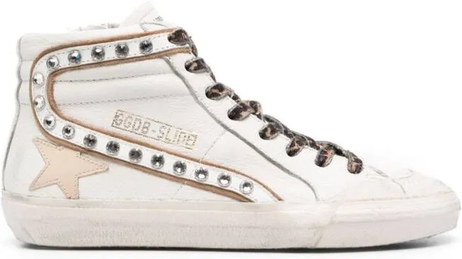 Golden Goose Slide crystal-embellished hi-top sneakers White