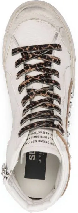 Golden Goose Slide crystal-embellished hi-top sneakers White