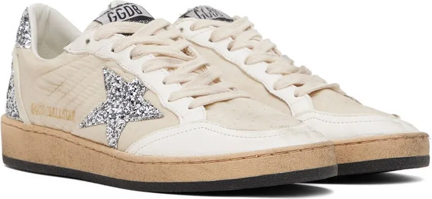 Golden Goose White & Beige Ball Star Sneakers