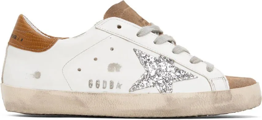 Golden Goose White & Tan Super-Star Sneakers