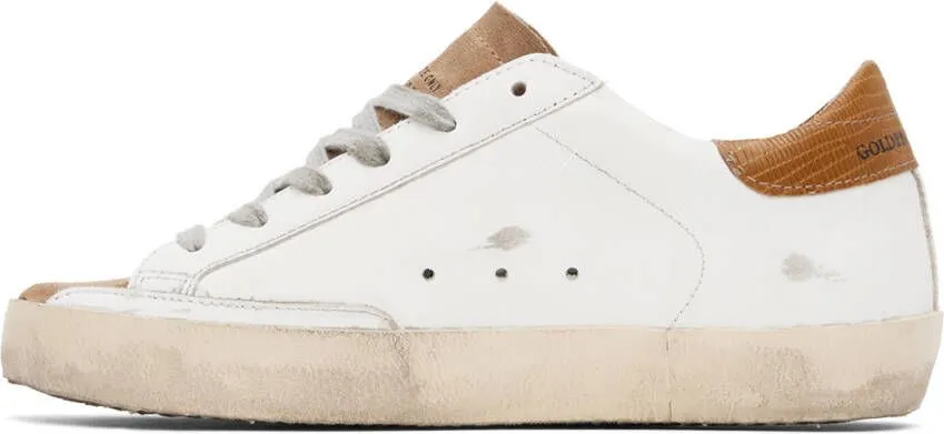 Golden Goose White & Tan Super-Star Sneakers