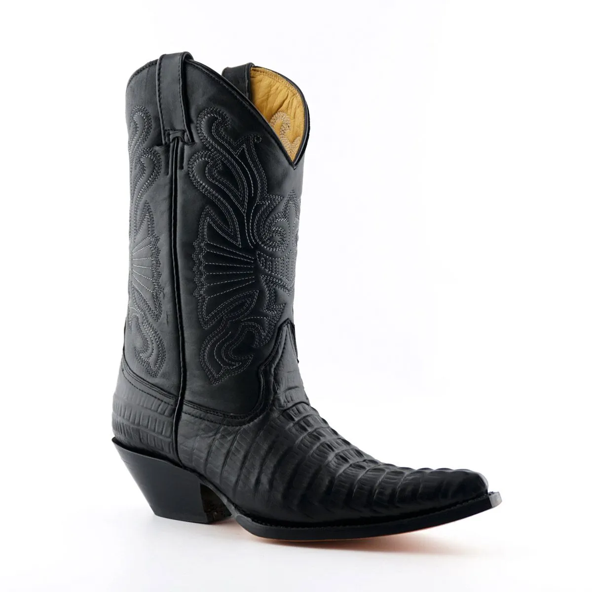 Grinders - Carolina Black Leather Cowboy / Western Style Boots