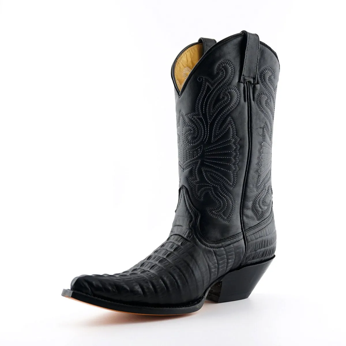 Grinders - Carolina Black Leather Cowboy / Western Style Boots