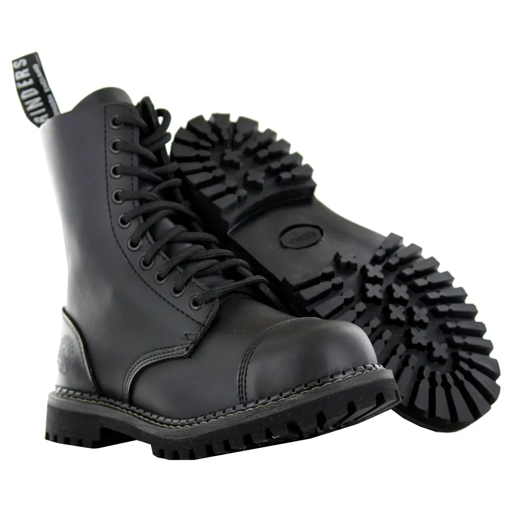 Grinders Unisex Stag CS Leather Black Boots - UK 8