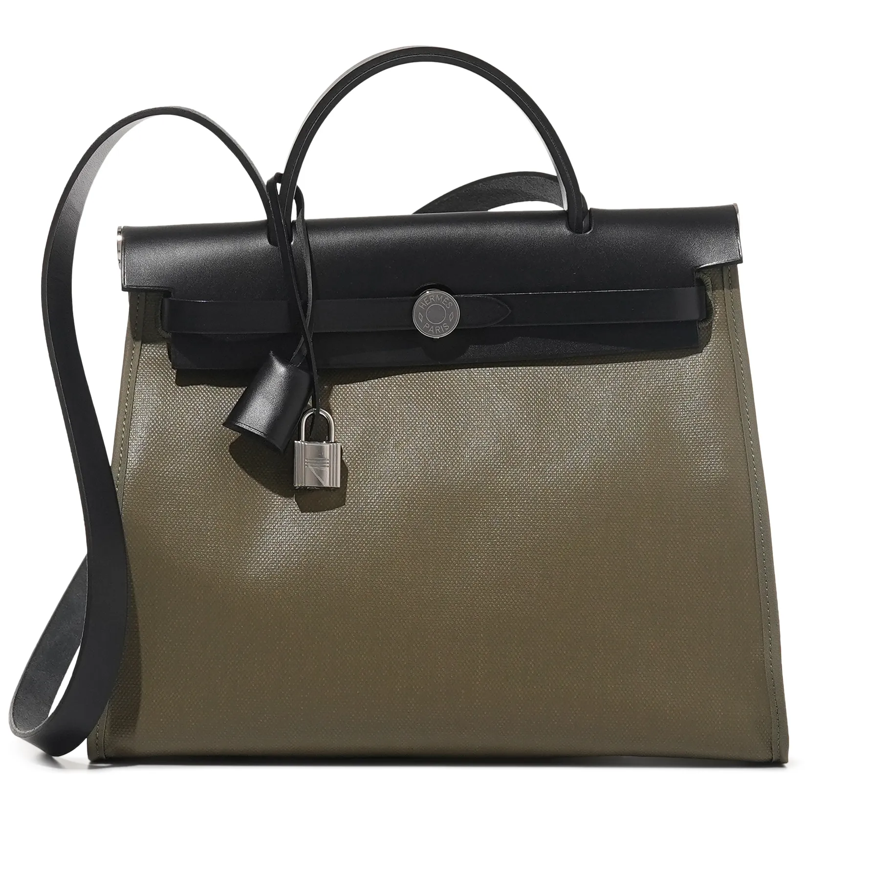 Hermès Black Vache Hunter, Lichen Berline Canvas and Ecru Toile Herbag Zip 31 Palladium Hardware, 2021