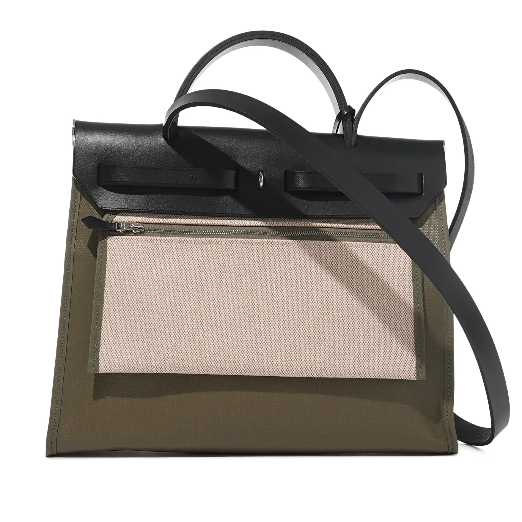 Hermès Black Vache Hunter, Lichen Berline Canvas and Ecru Toile Herbag Zip 31 Palladium Hardware, 2021