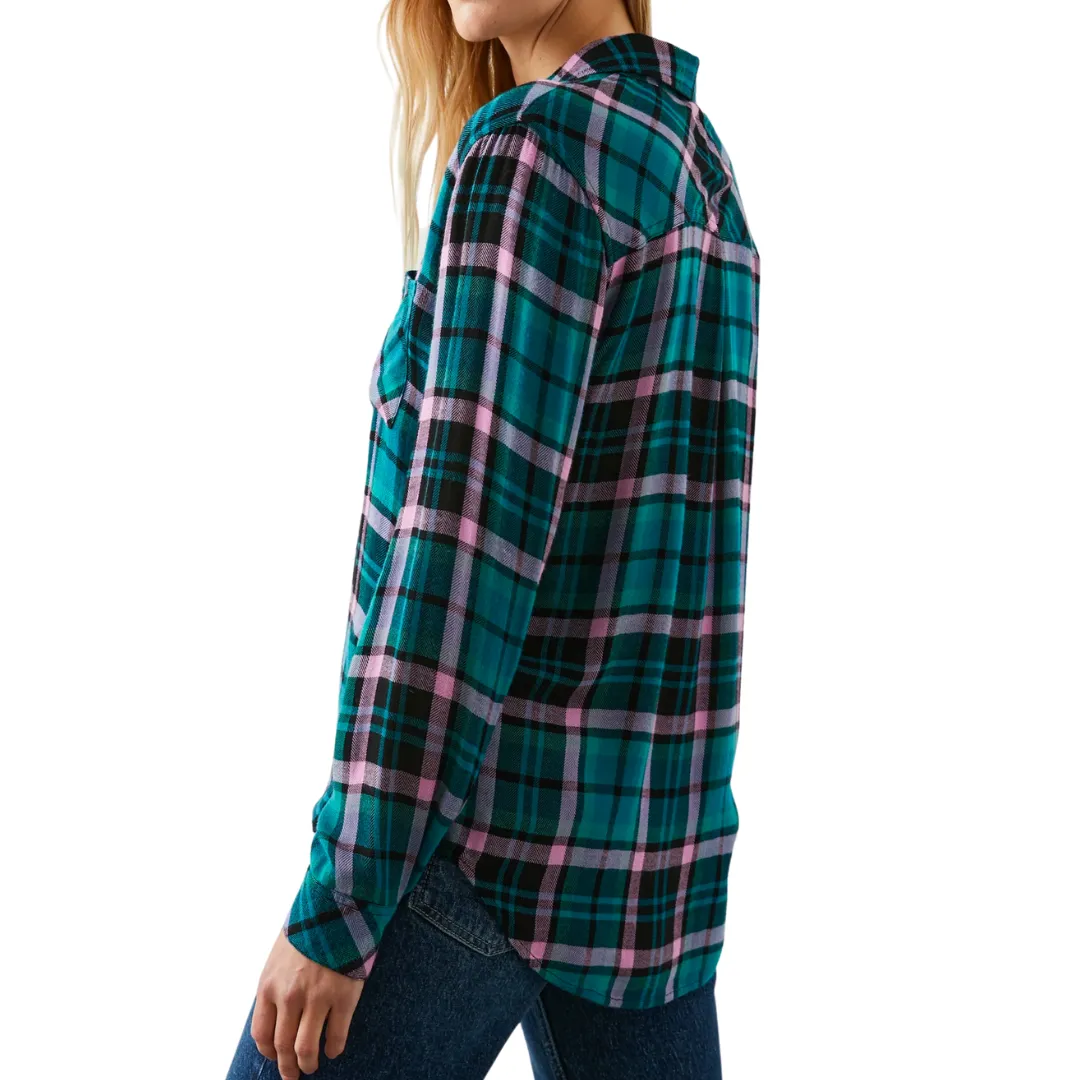 HUNTER PLAID BUTTONDOWN AQUA LILAC