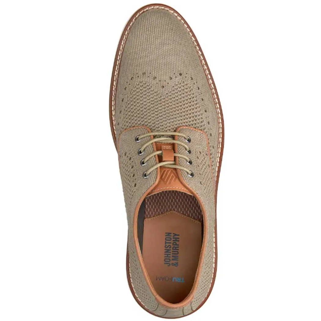 Johnston & Murphy Upton Knit Wingtip Oxford Taupe (Men's)