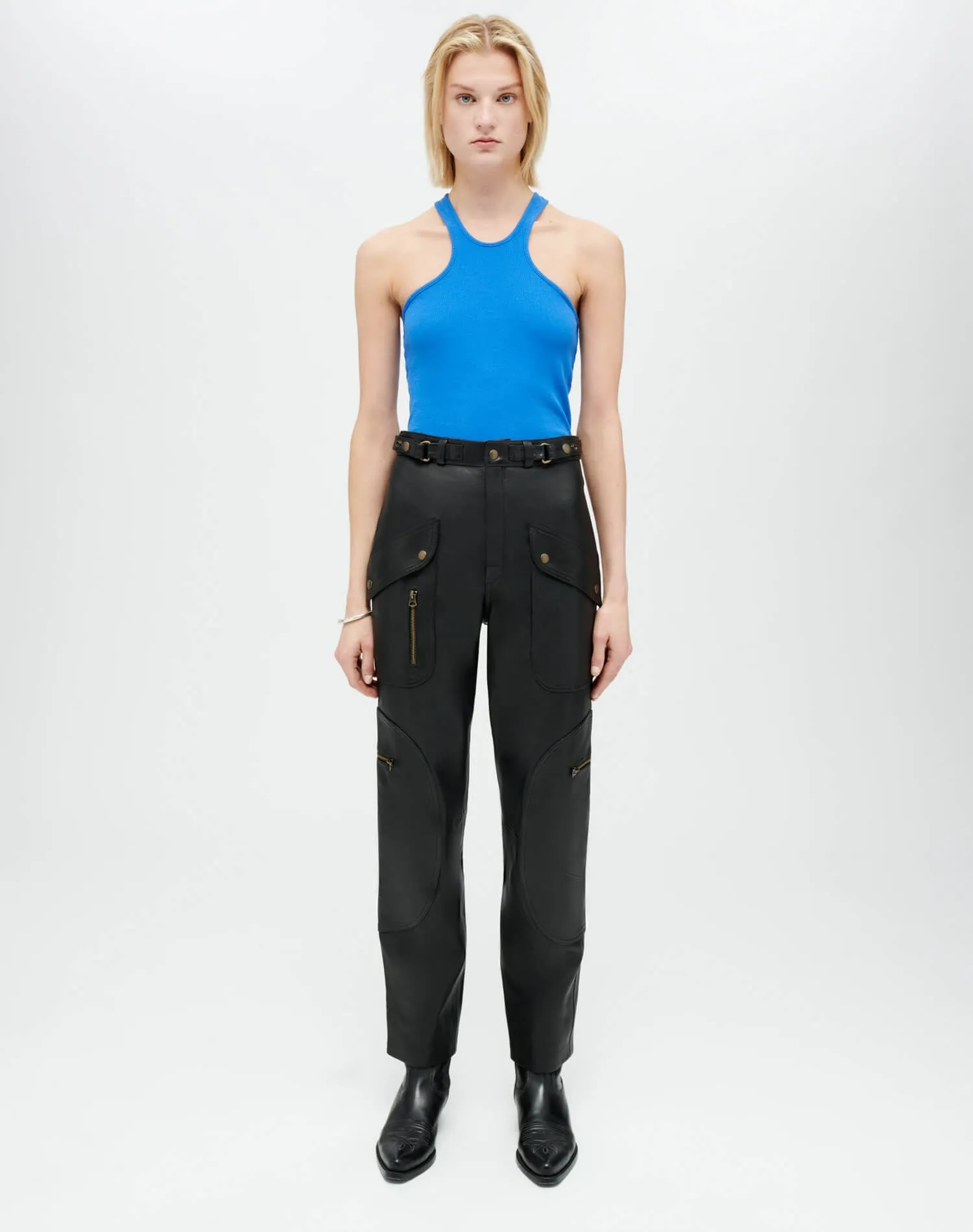 Leather Racer Taper Pant - Black Leather