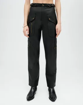 Leather Racer Taper Pant - Black Leather