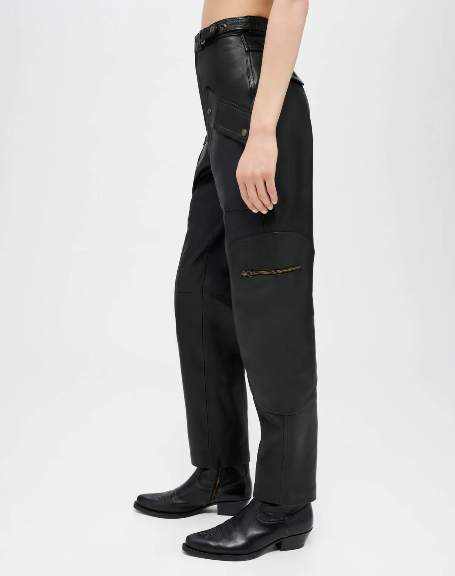 Leather Racer Taper Pant - Black Leather