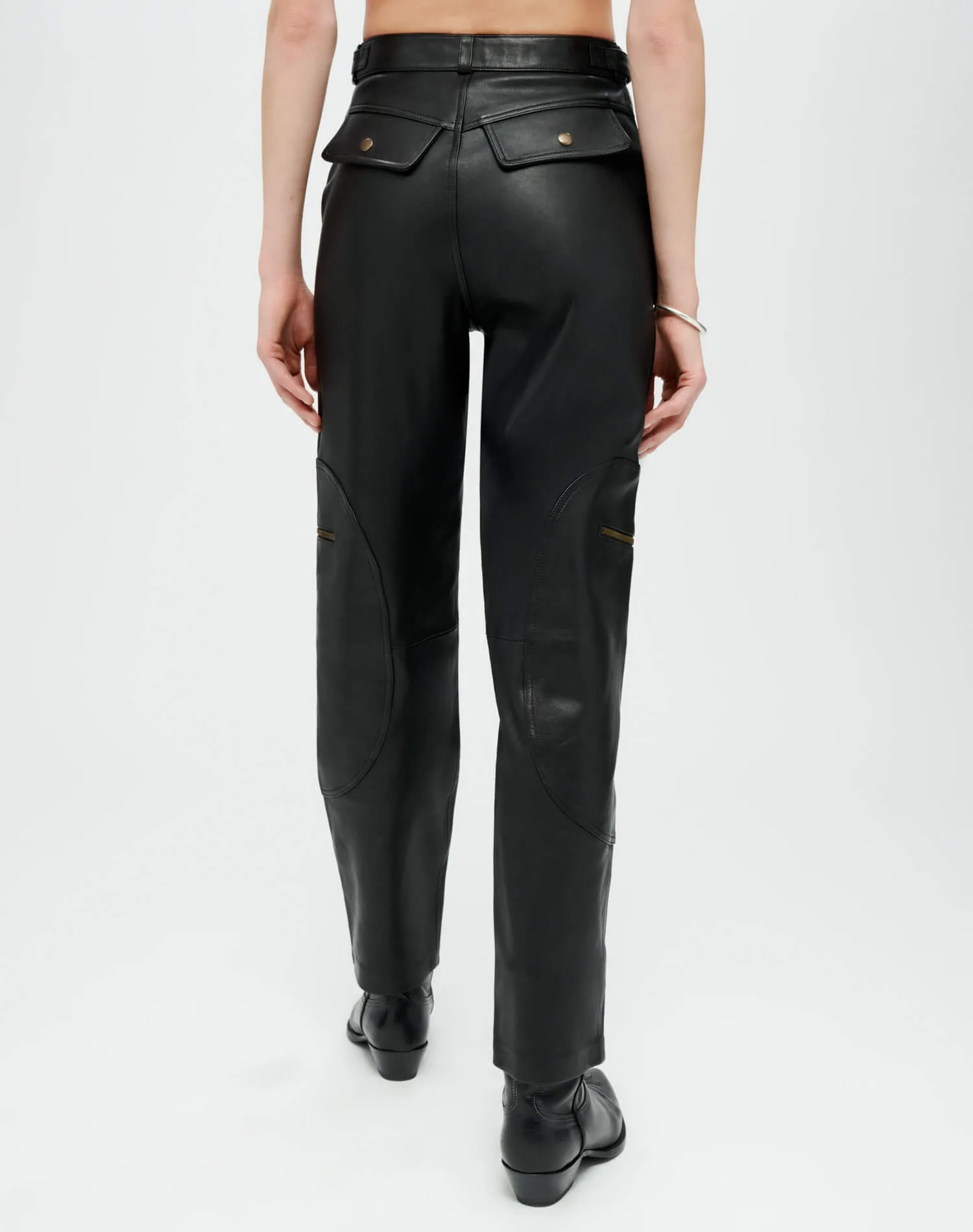 Leather Racer Taper Pant - Black Leather