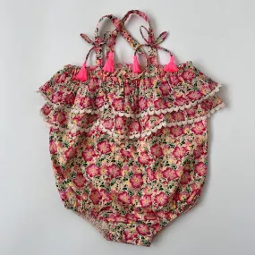 Louise Misha Floral Romper With Neon Trim: 24 Months