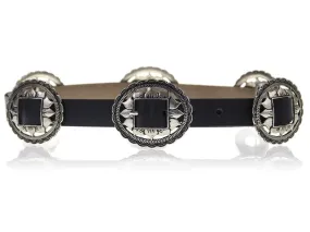 Lovestrength Sunflower Black Concho Leather Belt