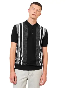 Mens Ben Sherman Birdseye Stripe Knit Polo Shirt