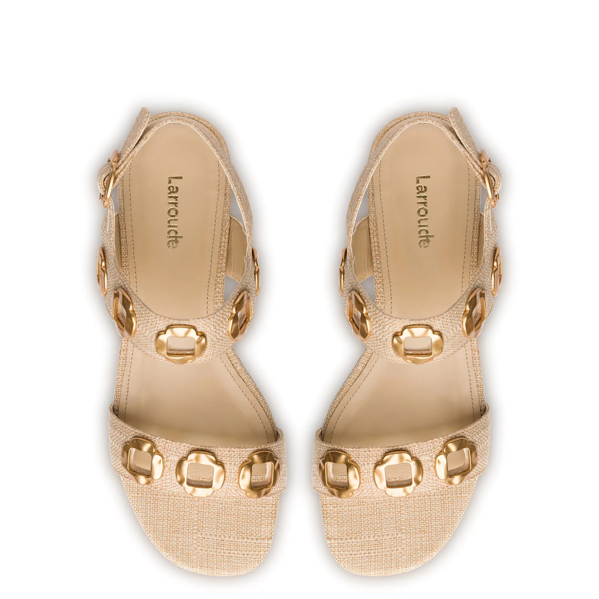 Milan Flat Sandal In Beige Raffia