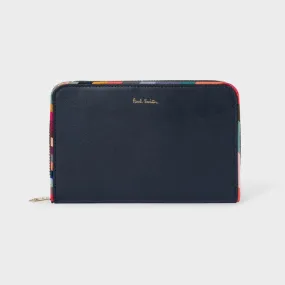 Paul Smith - Women's Swirl Border Medium Leather Zip Around Purse in Navy