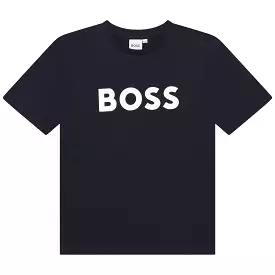 Playera nio y adolescente azul Boss