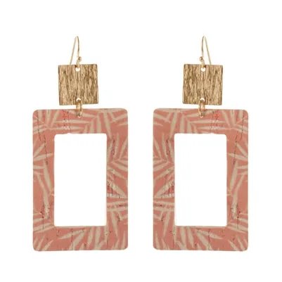 Rectangle and Printed Cork Earrings