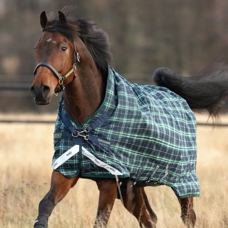 Rhino Wug Vari-Layer 100g Turnout Rug - Hunter Check/Navy/Green