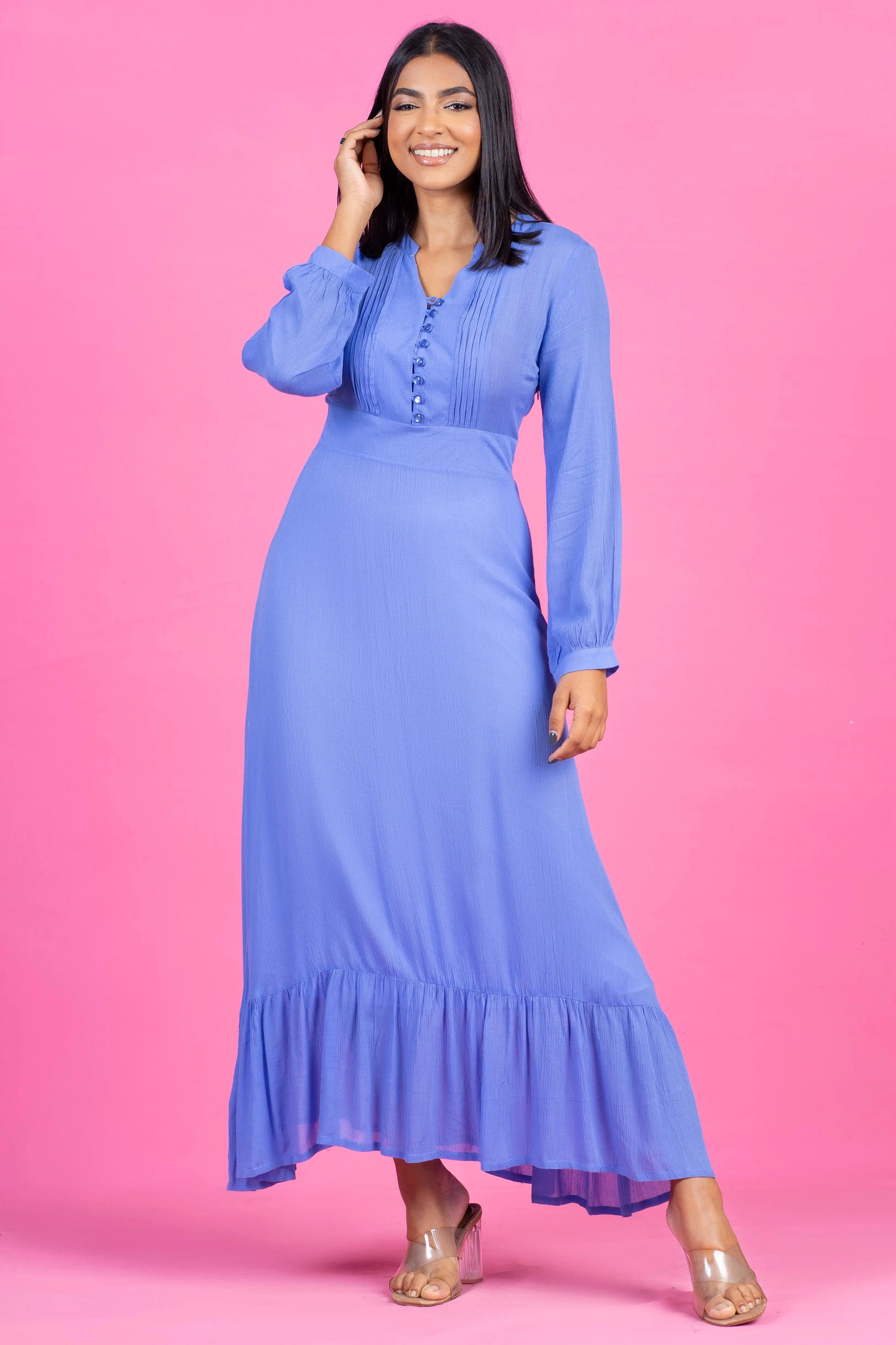 Ruffle Maxi Dress - Slim Fit