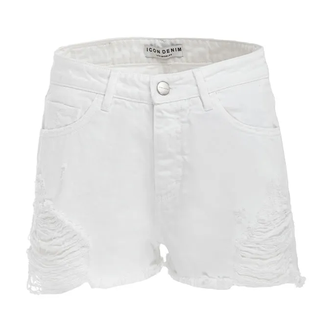 SHORT LESLIE FRANGED Woman White