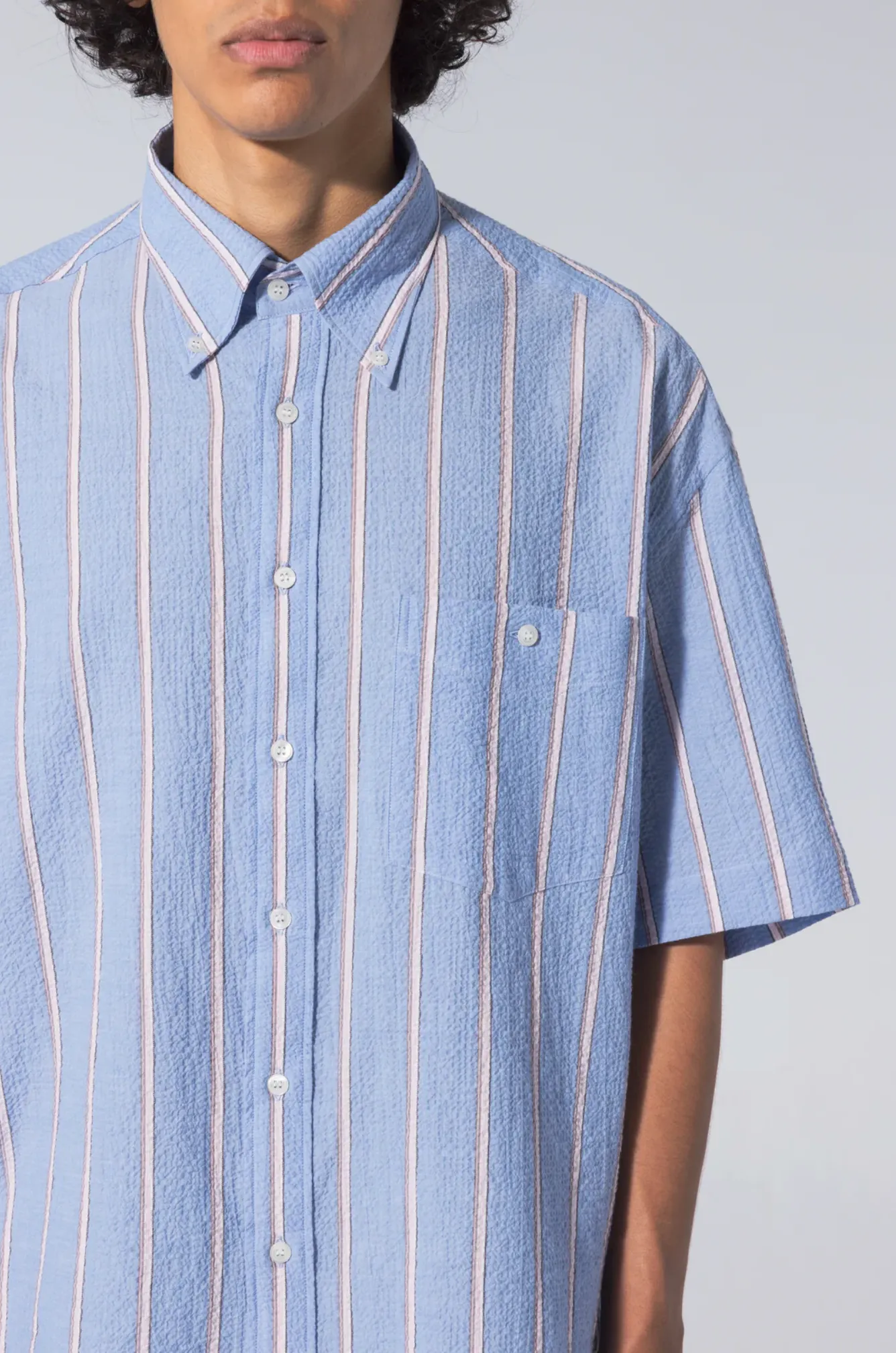 S/S Baggy Seersucker Stripe Shirt