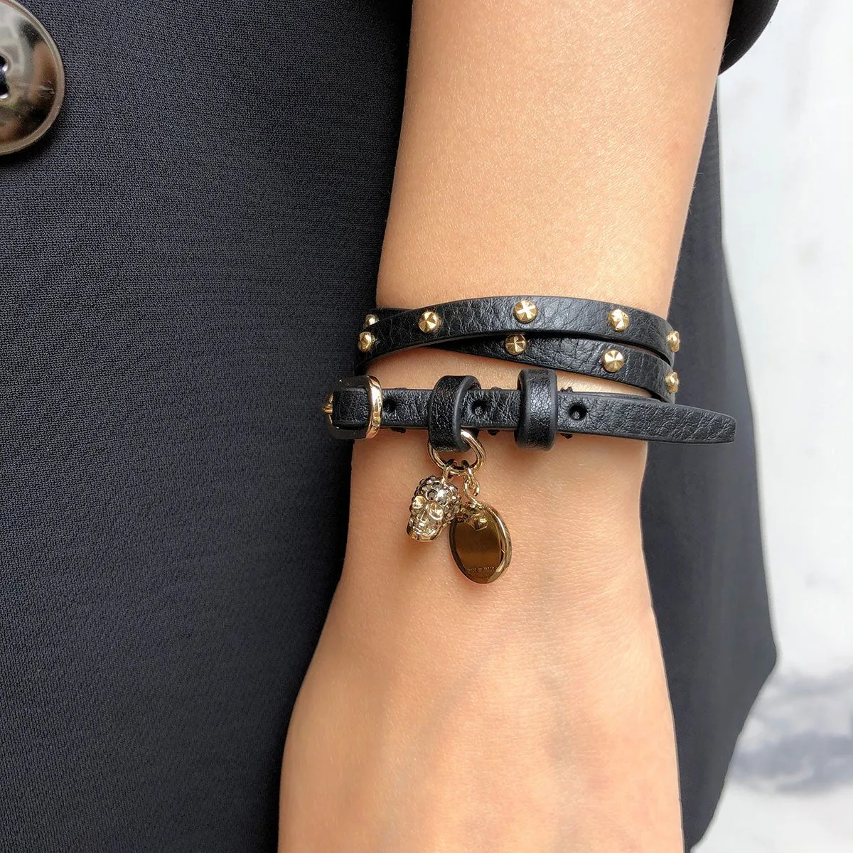 Studded 3x Thin Wrap, Black/Gold