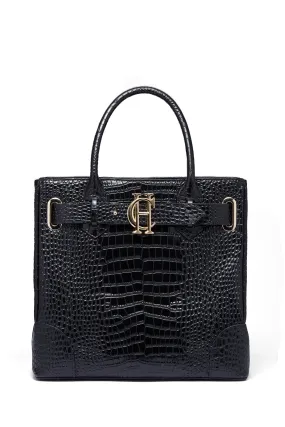 The Brompton Tote (Black Croc)