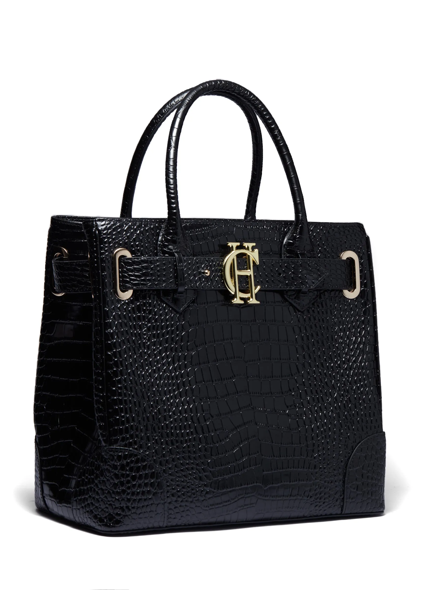 The Brompton Tote (Black Croc)