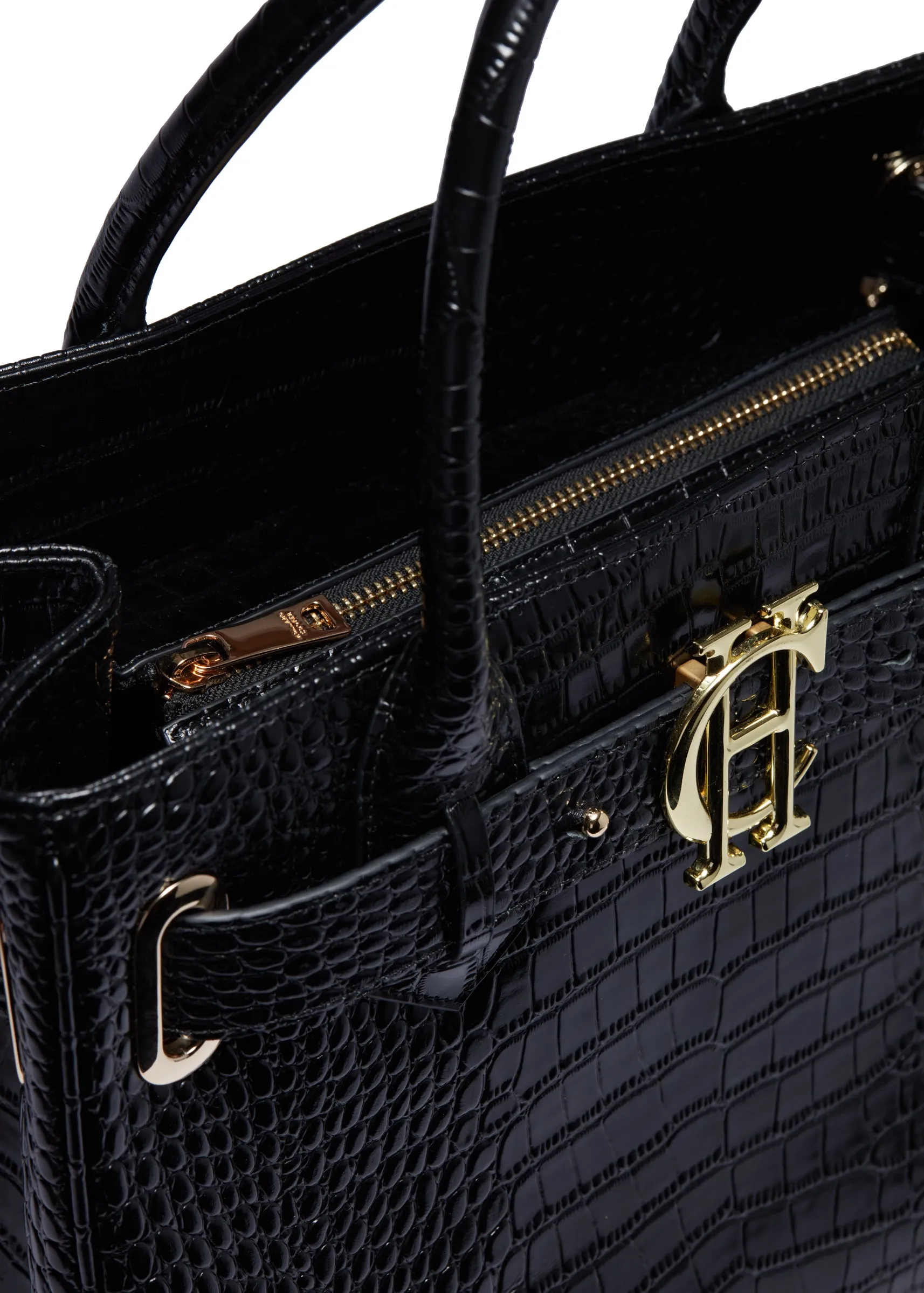 The Brompton Tote (Black Croc)