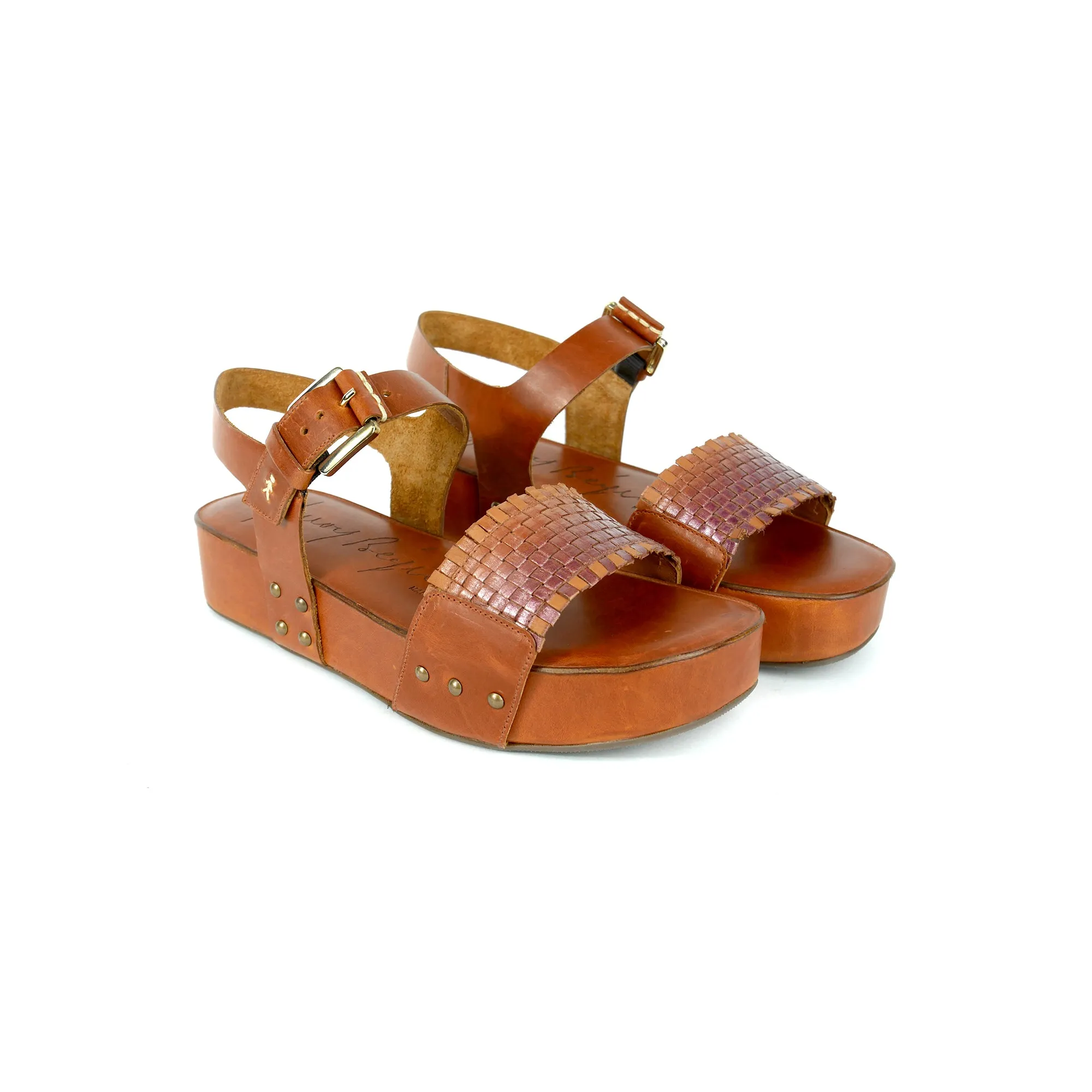 Wedge Sandal Intreccio Sfumato Cognac