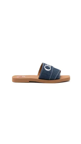 Woody Flat Mule - Denim