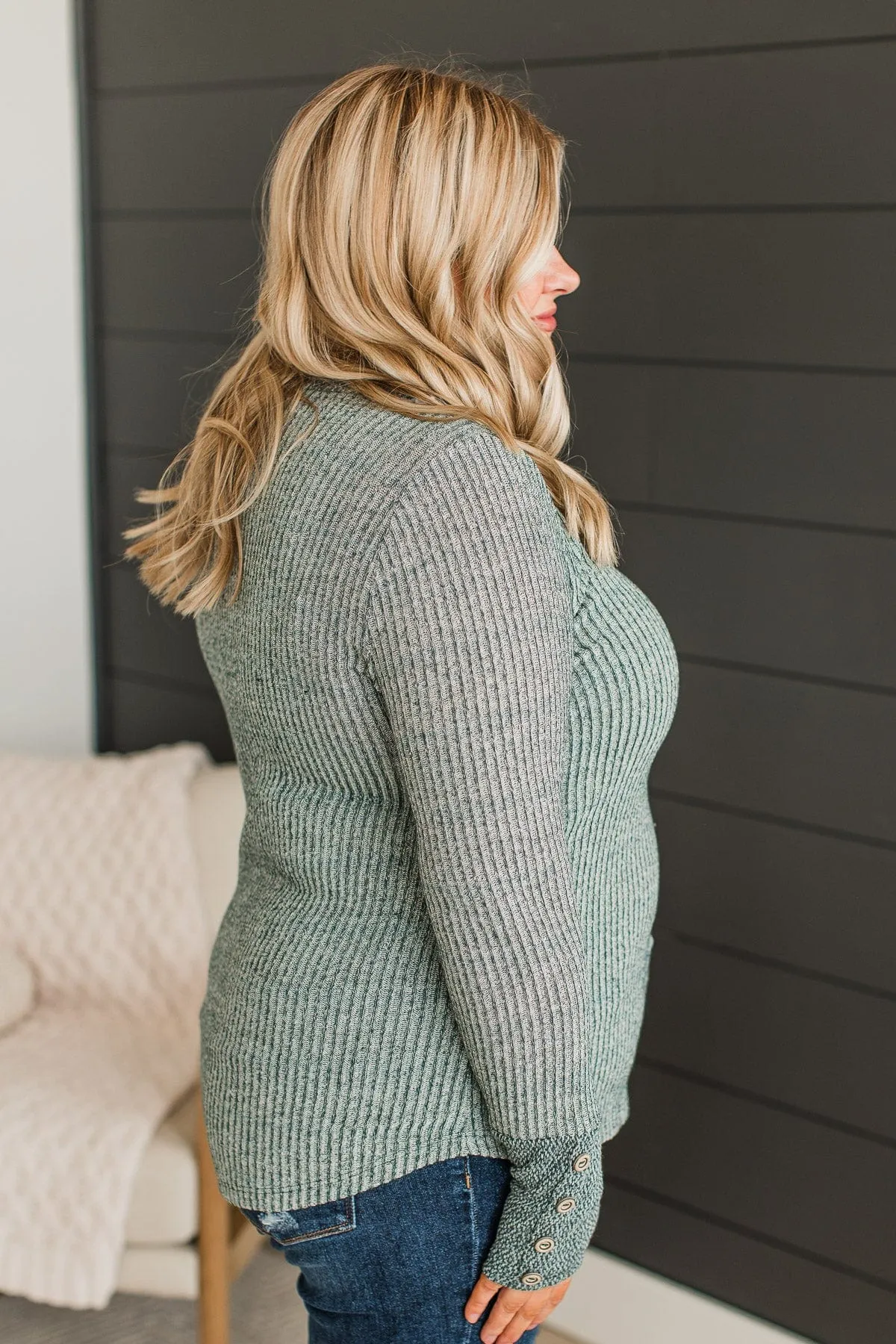 Your Lucky Day Ribbed Knit Top- Hunter Green